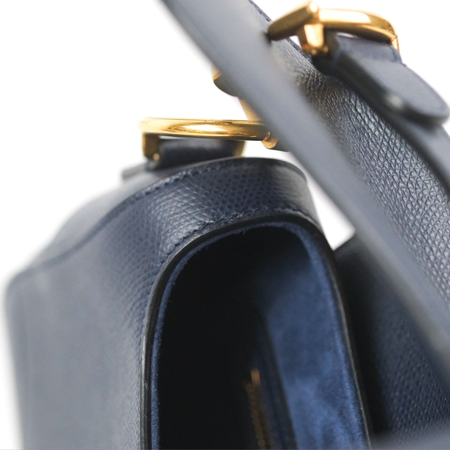 Christian Dior Saddle Bag Navy Grained Calfskin Gold Hardware