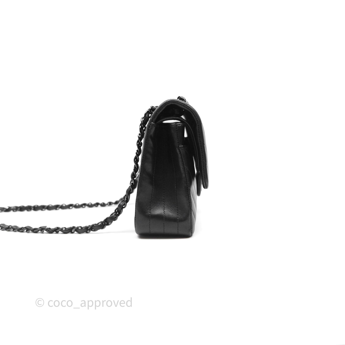 Chanel Classic M/L Medium Flap Chevron Black Lambskin So Black Hardware