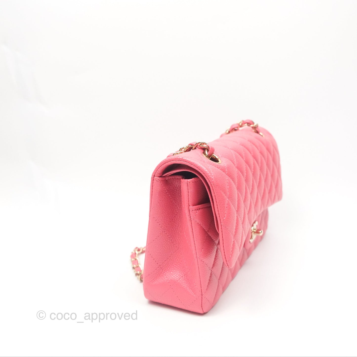 Chanel Medium Classic Flap Quilted Iridescent Pink Caviar Gold Hardware 18S