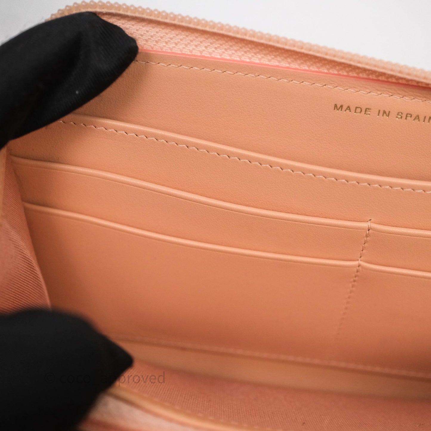 Chanel Boy Zip Long Wallet Pink Caviar Gold Hardware