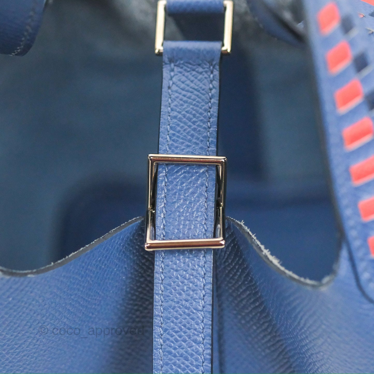 Hermès Tressage De Cuir Picotin Lock 18 Bleu Encre/Brique/Black Epsom Palladium Hardware