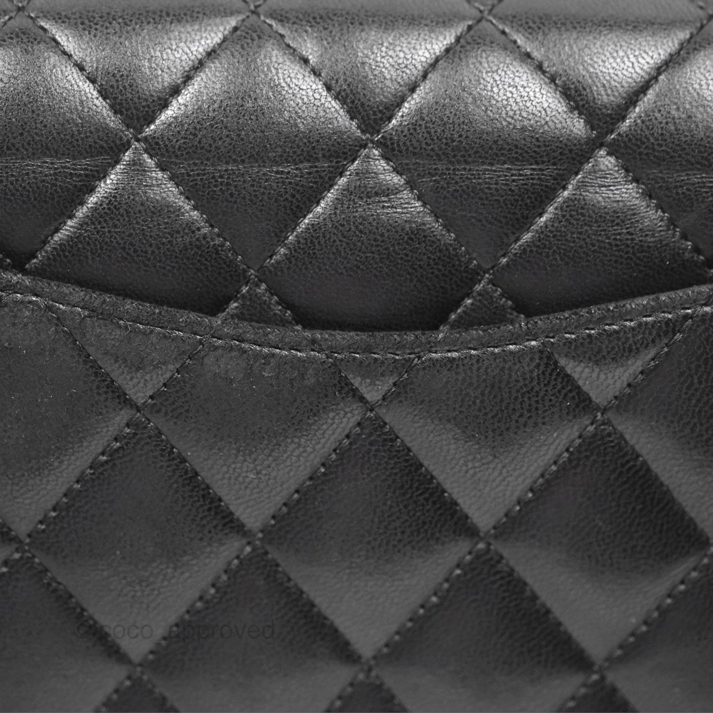 Chanel Classic M/L Medium Flap Quilted Black Lambskin Silver Hardware