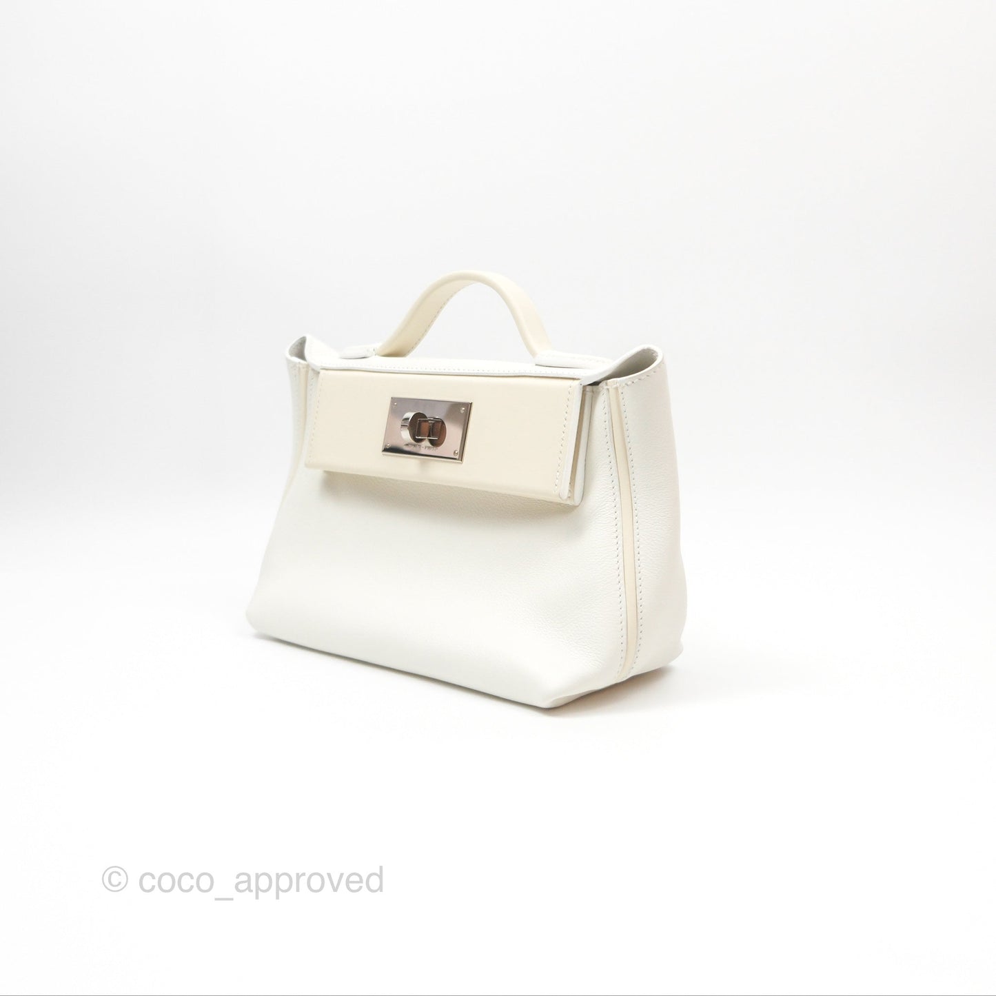 Hermès 24/24 21 Mini Blanc 01/ Nata I2 Evercolor/ Swift Palladium Hardware