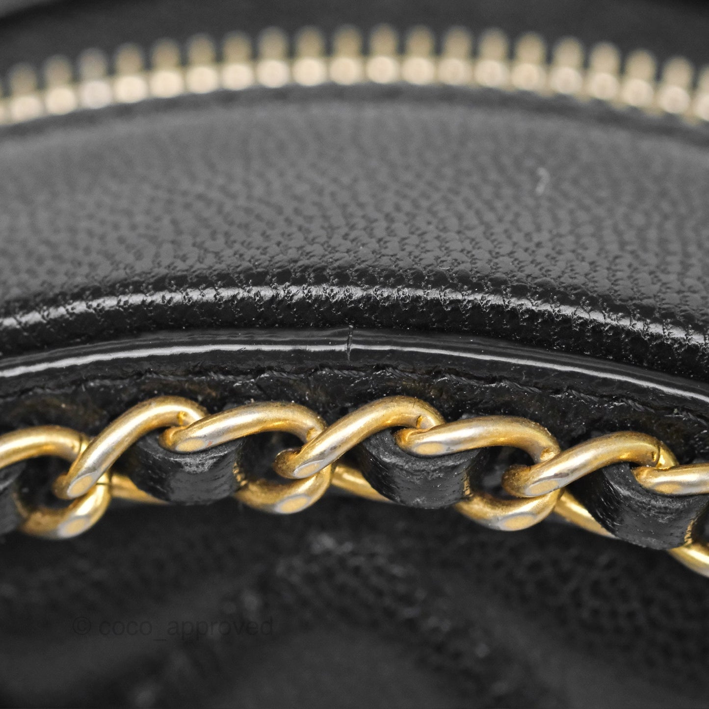 Chanel Chained Round Filigree Clutch With Chain Black Lambskin Gold Hardware