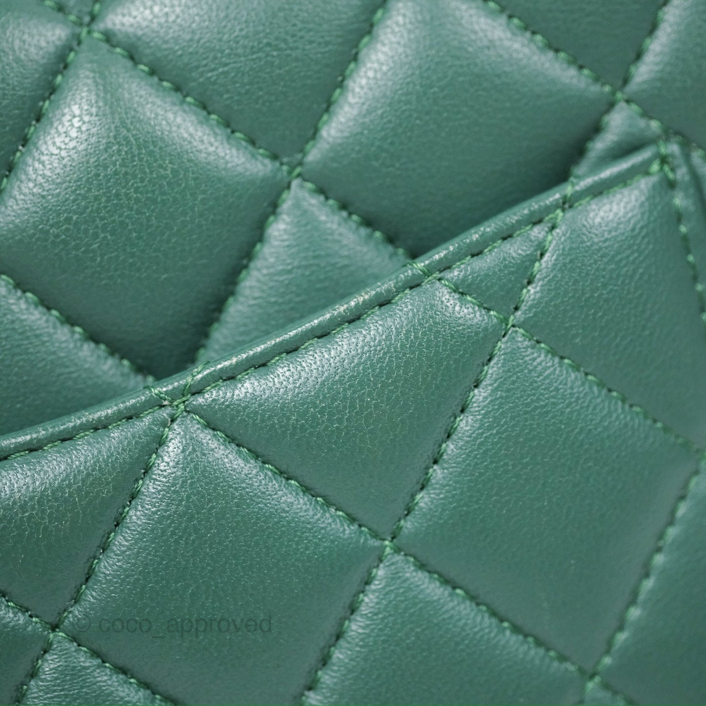 Chanel Mini Square Quilted Green Lambskin Silver Hardware