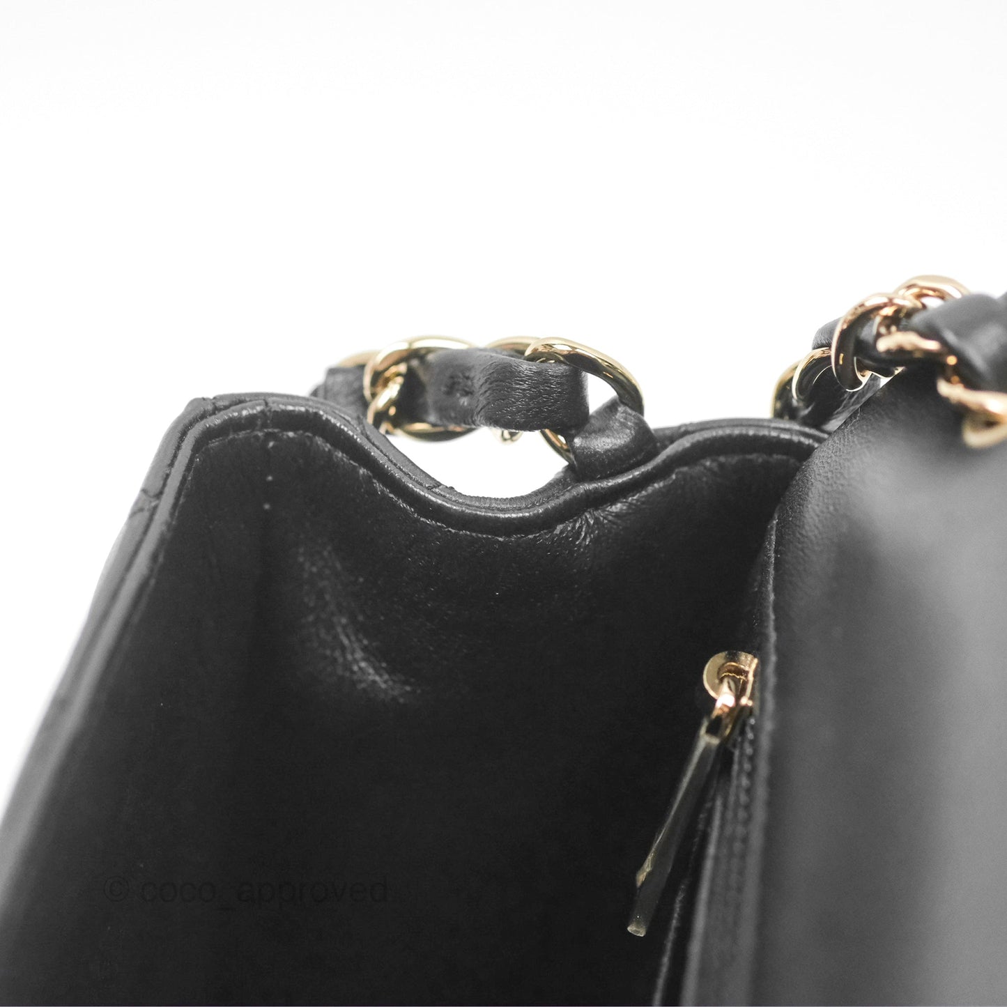 Chanel Mini Square Quilted Black Lambskin Gold Hardware