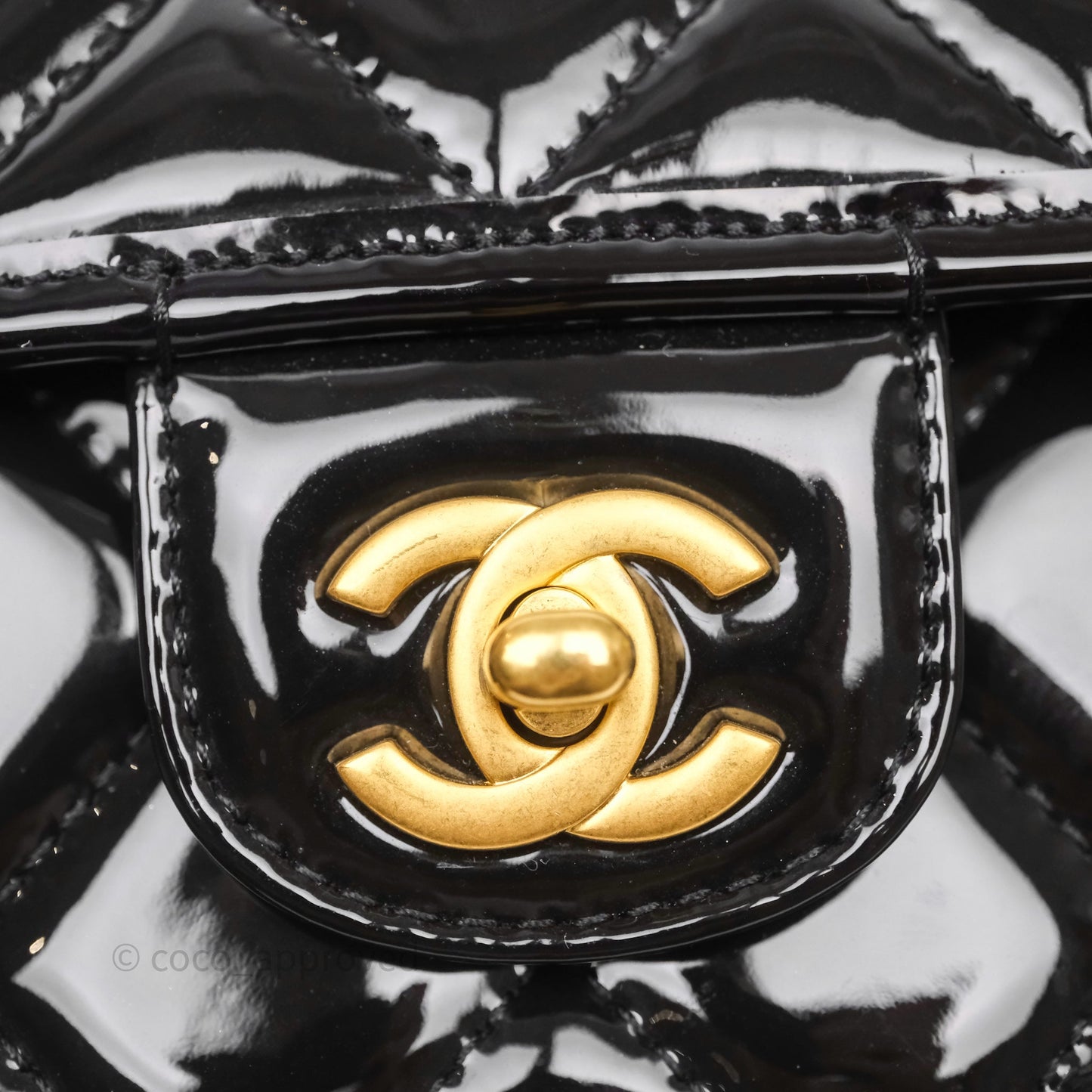 Chanel Mini School Memory Top Handle Flap Black Patent
