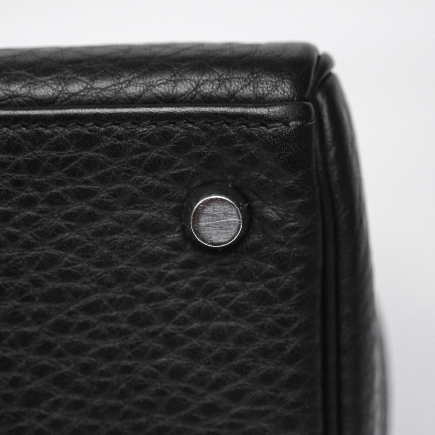 Hermès Kelly 28 Retourne Noir Black 89 Clemence Palladium Hardware