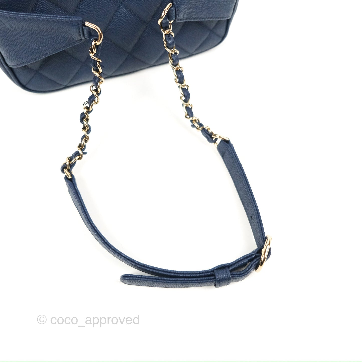 Chanel Quilted Caviar Waist Bag Navy Gold Hardware With Detachable Pouch