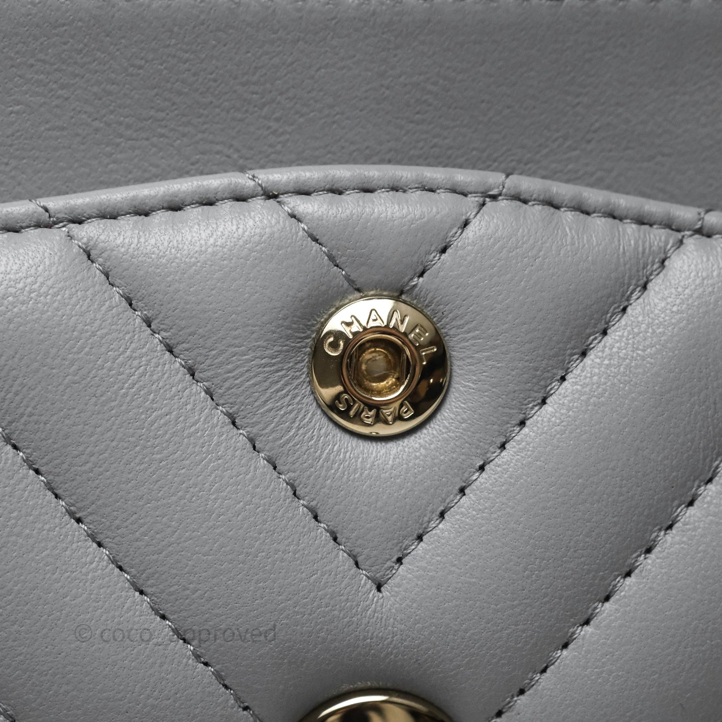 Chanel Classic Small Flap Chevron Grey Lambskin Gold Hardware