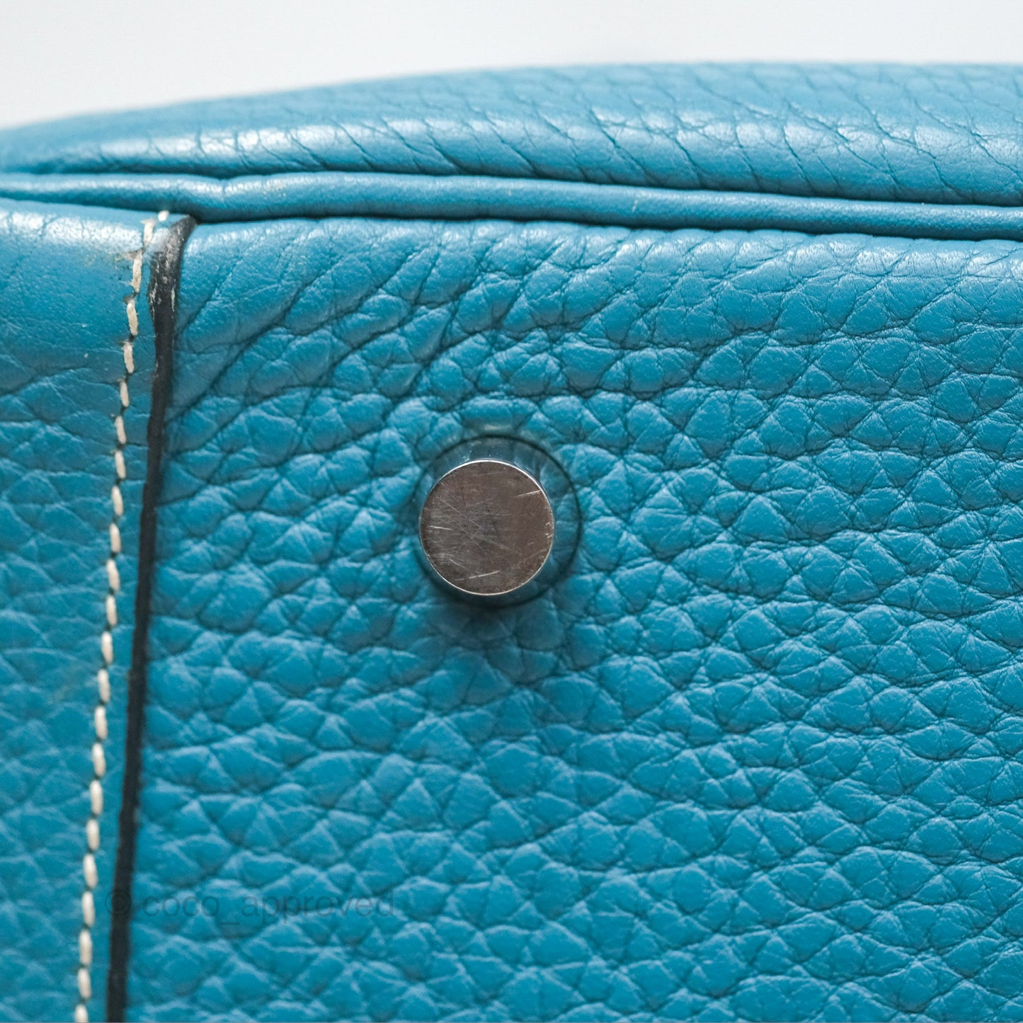 Hermès Lindy 34 Blue Jean Clemence Palladium Hardware