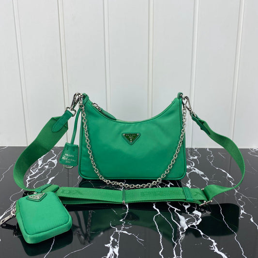 Luxury PradaHOBO 22 BAG IN COOL GREEN RE-NYLON