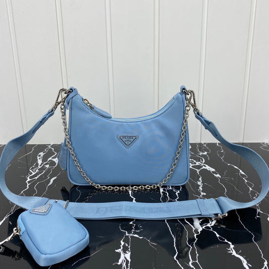 Luxury PradaHOBO 22 BAG IN CERULEAN BLUE RE-NYLON