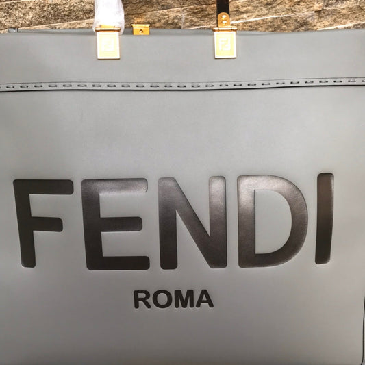 Luxury FendiFend Sunshine Large Bag 40.5 Grey Leather