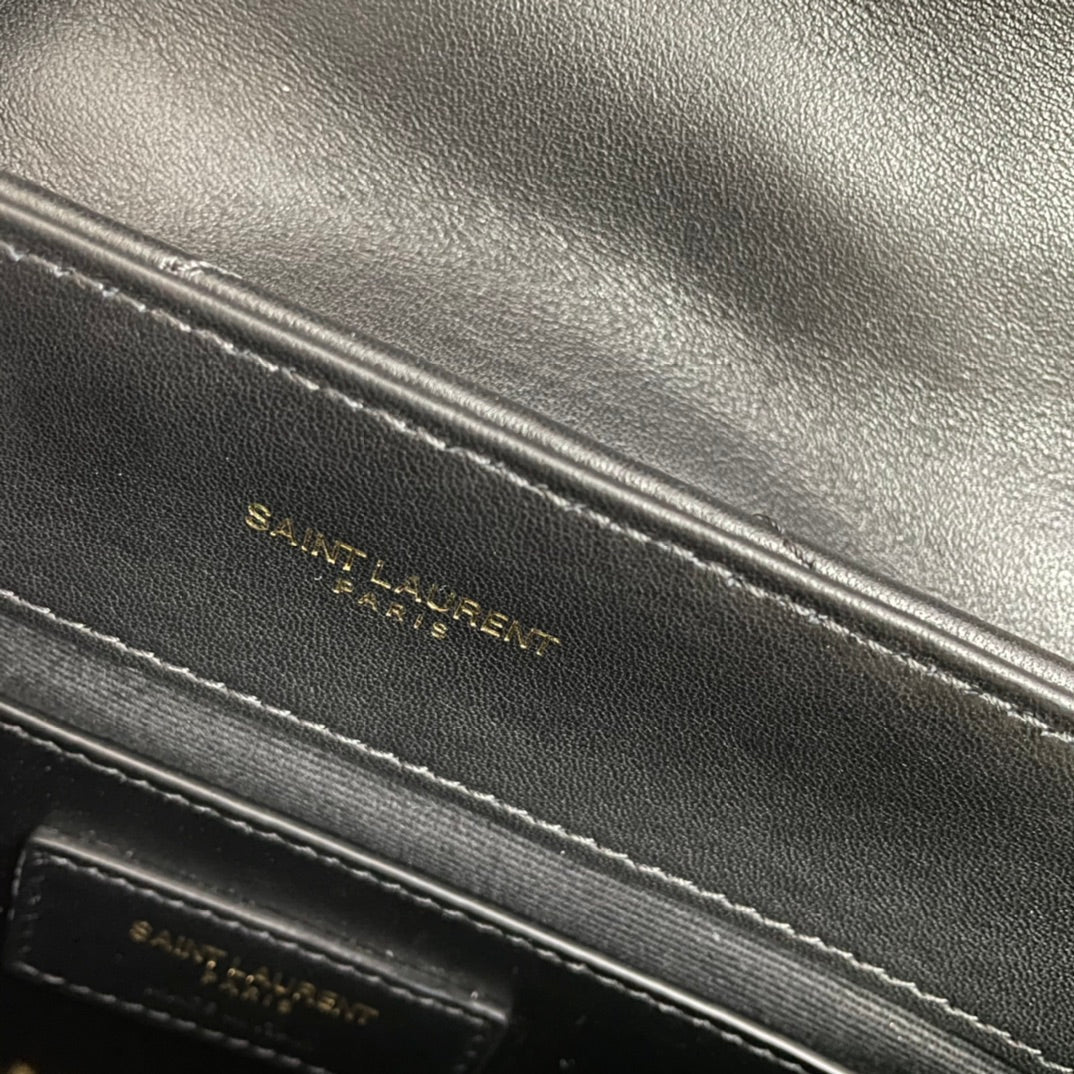 Luxury Saint Laurent LOULOU SMALL 25 IN BLACK LAMBSKIN GOLD HARDWARE