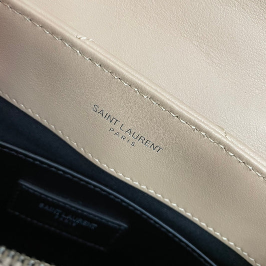 Luxury Saint Laurent LOULOU SMALL 25 IN BEIGE LAMBSKIN SILVER HARDWARE