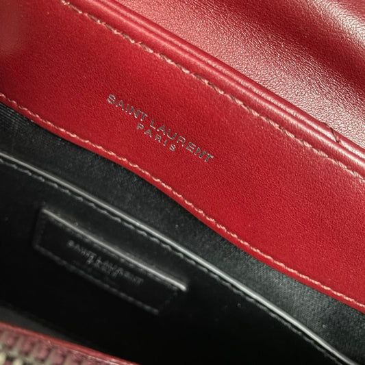 Luxury Saint Laurent LOULOU SMALL 25 IN BURGUNDY RED LAMBSKIN SILVER HARDWARE