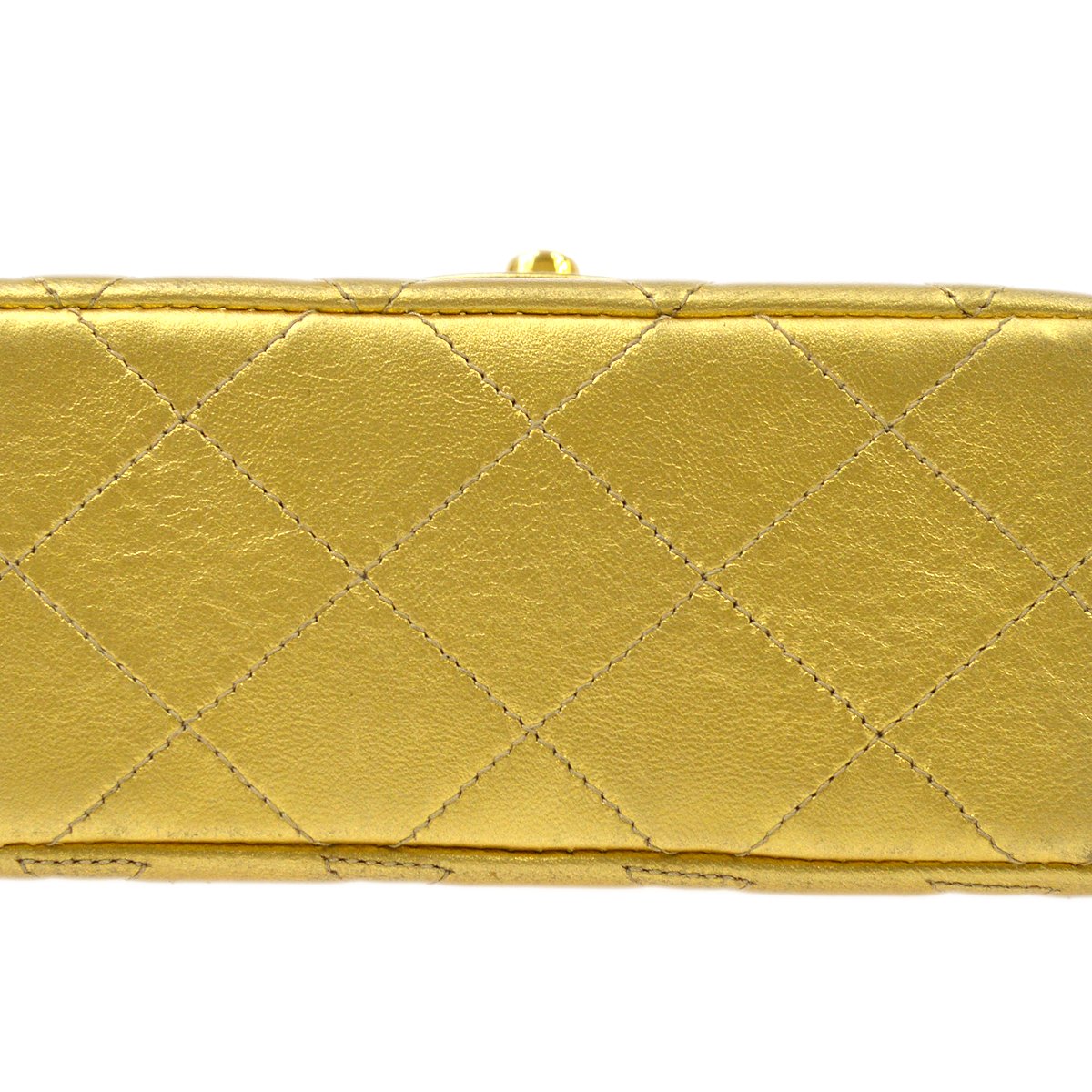 CHANEL Classic Flap Micro Mini Hand Bag Gold Lambskin 91454