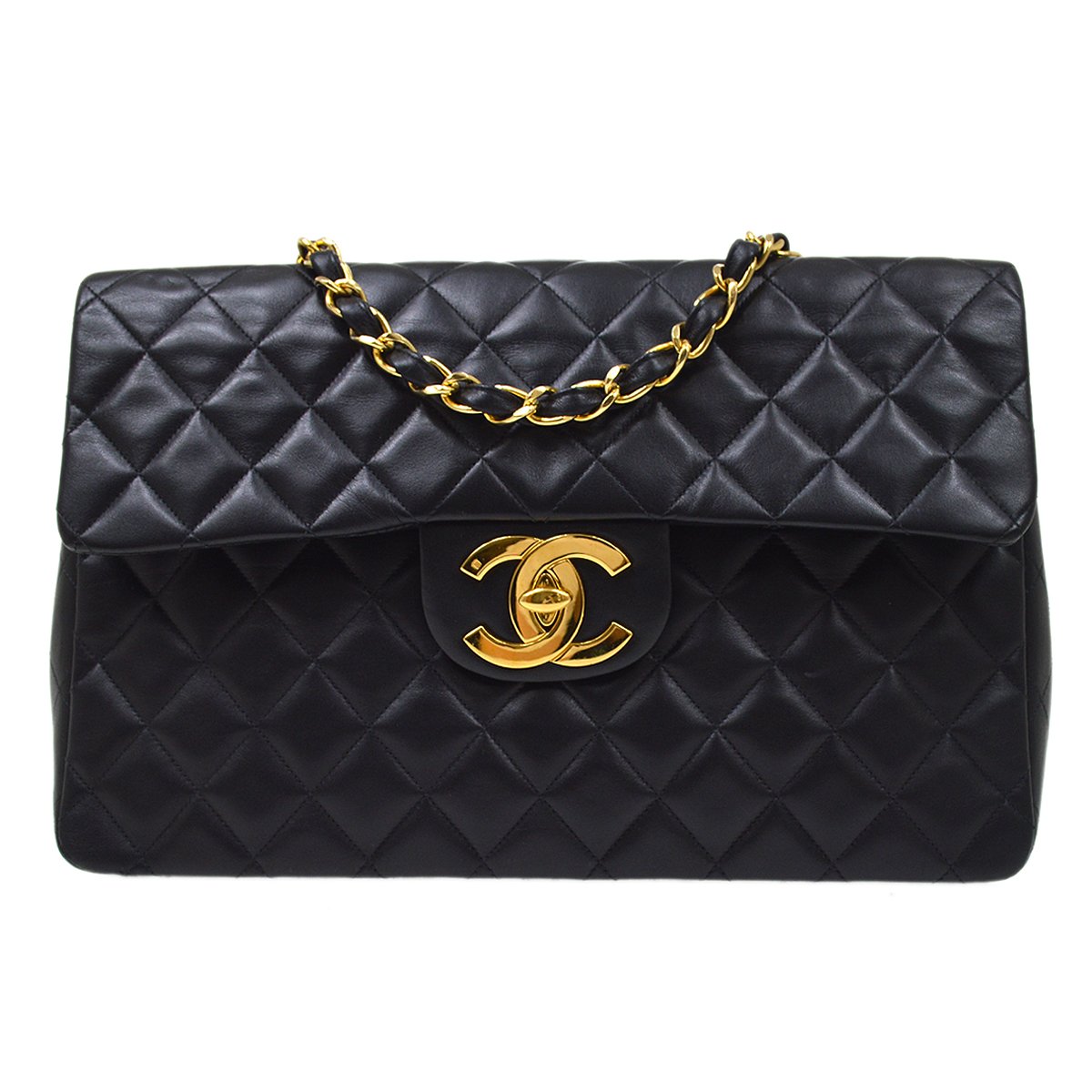 CHANEL 1994-1996 Classic Flap Maxi Black Lambskin 61466