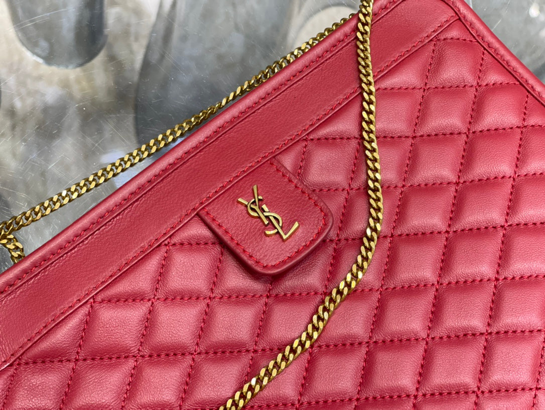 Luxury Saint Laurent VICTOIRE 25 RED LAMBSKIN GOLD HARDWARE