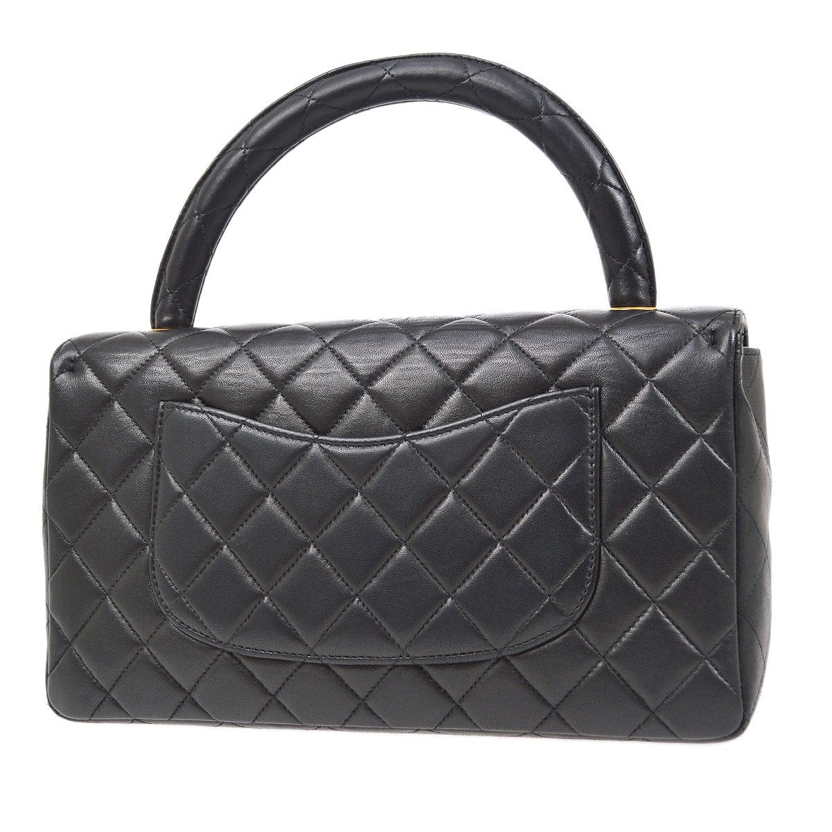 CHANEL 1996-1997 Classic Flap Handbag Medium Black Lambskin 92440