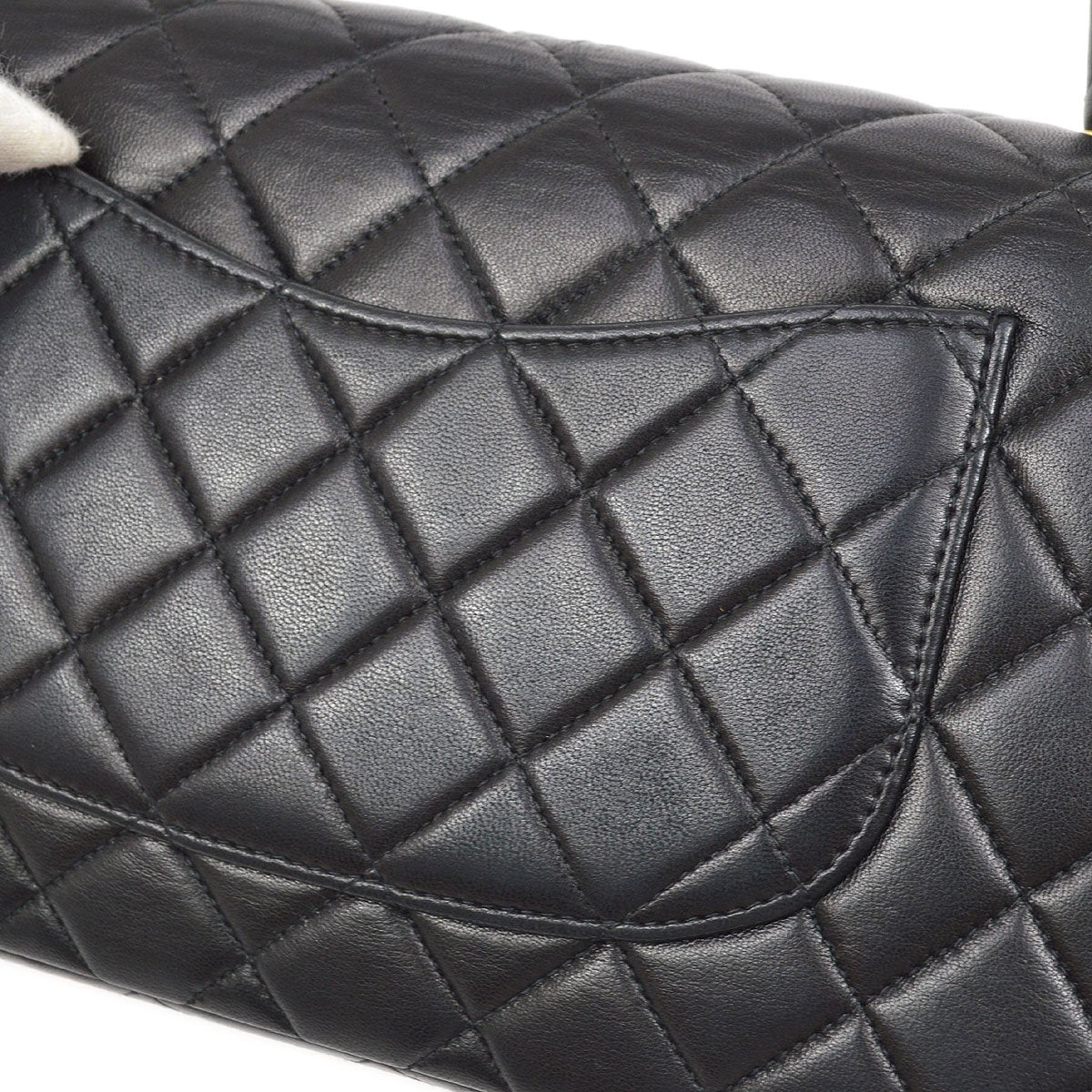 CHANEL 1996-1997 Classic Flap Handbag Medium Black Lambskin 92440
