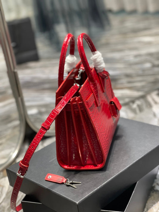 Luxury Saint Laurent SAC DE JOUR BABY 26 RED CALFSKIN GOLD HARDWARE