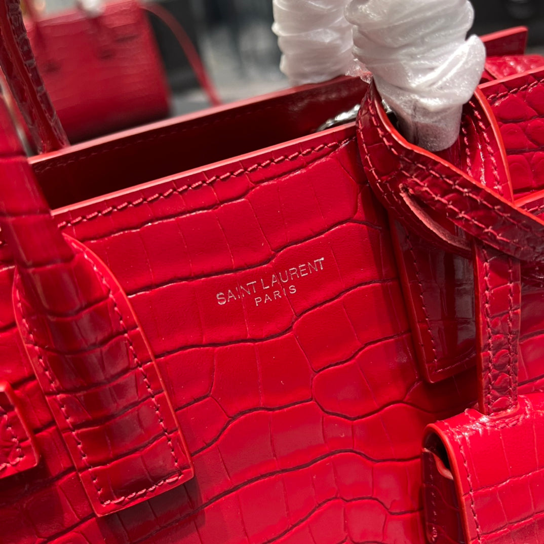 Luxury Saint Laurent SAC DE JOUR NANO 22 RED CALFSKIN GOLD HARDWARE