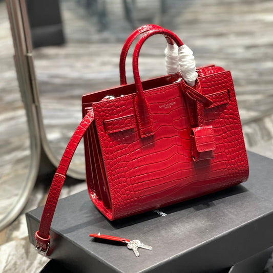 Luxury Saint Laurent SAC DE JOUR NANO 22 RED CALFSKIN GOLD HARDWARE