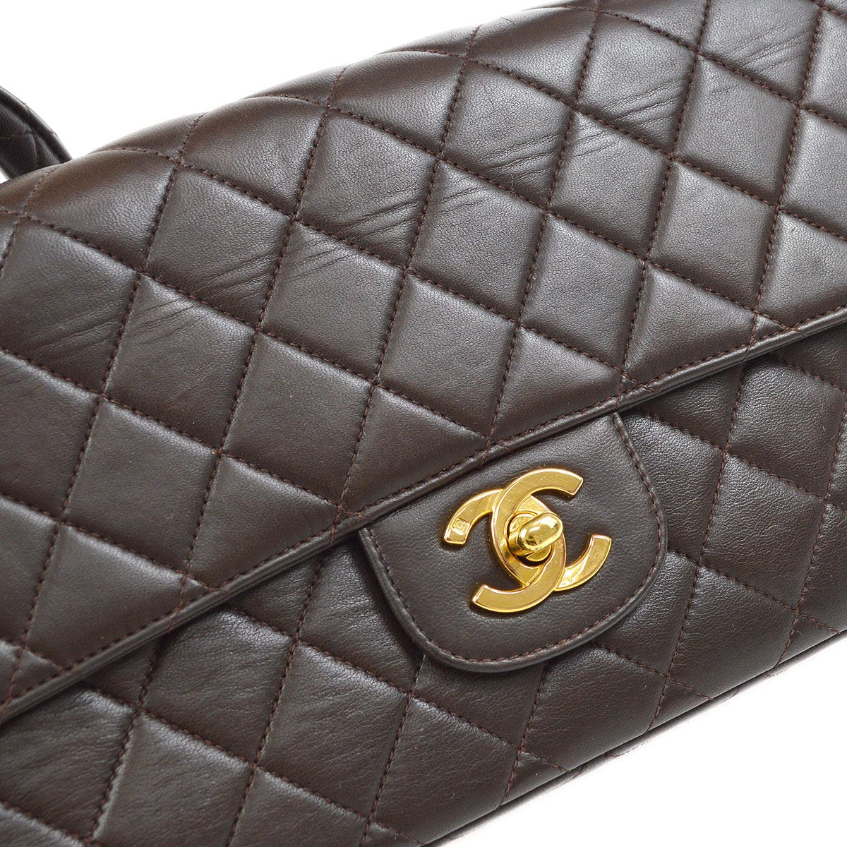 CHANEL 1994 Classic Flap Handbag Set Brown Lambskin 92075