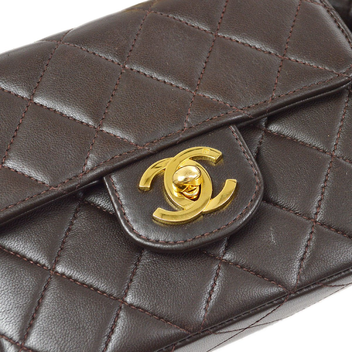 CHANEL 1994 Classic Flap Handbag Set Brown Lambskin 92075