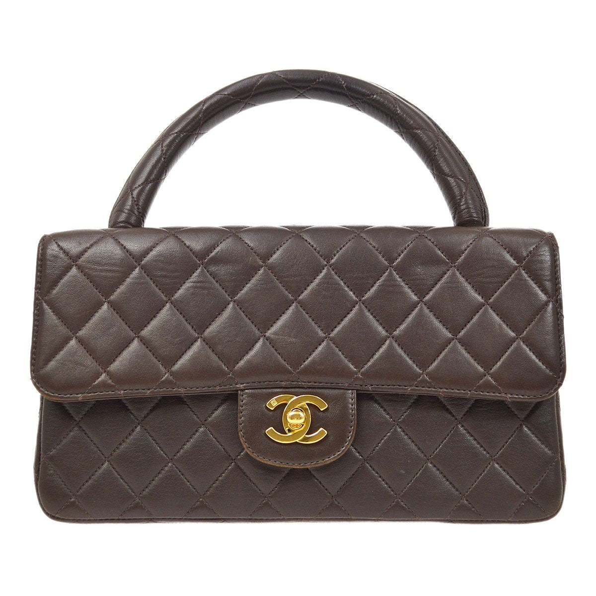 CHANEL 1994 Classic Flap Handbag Medium Brown Lambskin 93062