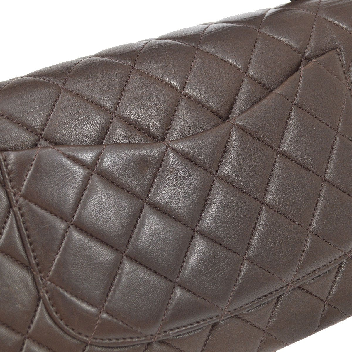 CHANEL 1994 Classic Flap Handbag Medium Brown Lambskin 93062