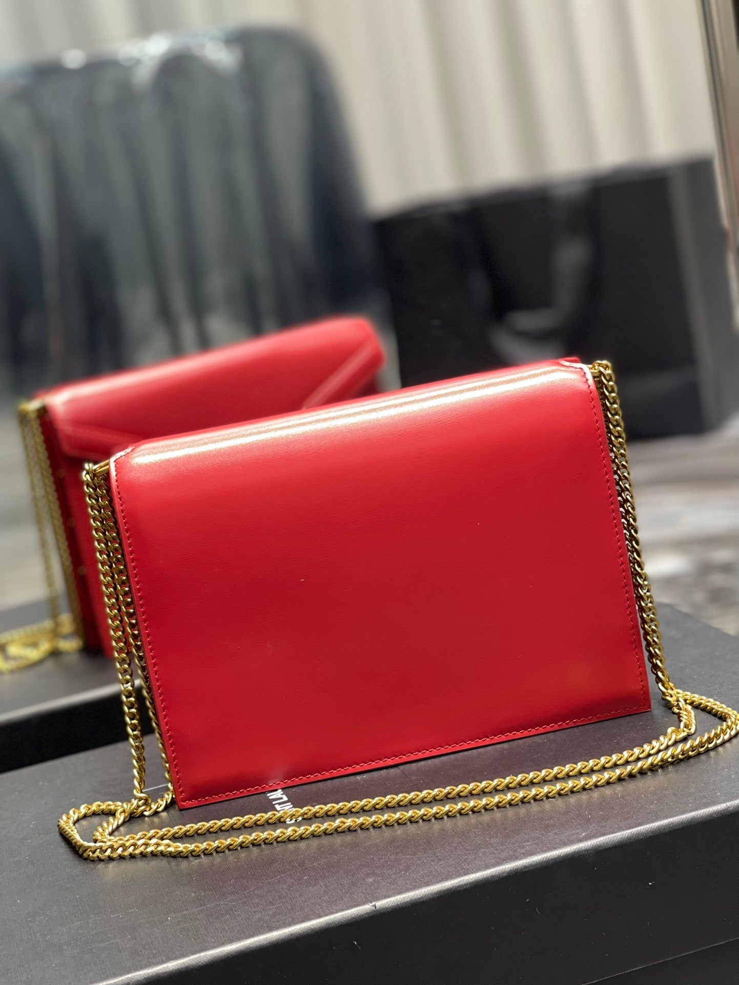 Luxury Saint Laurent CASSANDRA 22 CHAIN BAG RED CALFSKIN