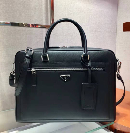 Luxury Prada38 BRIEFCASE IN BLACK SAFFIANO LEATHER