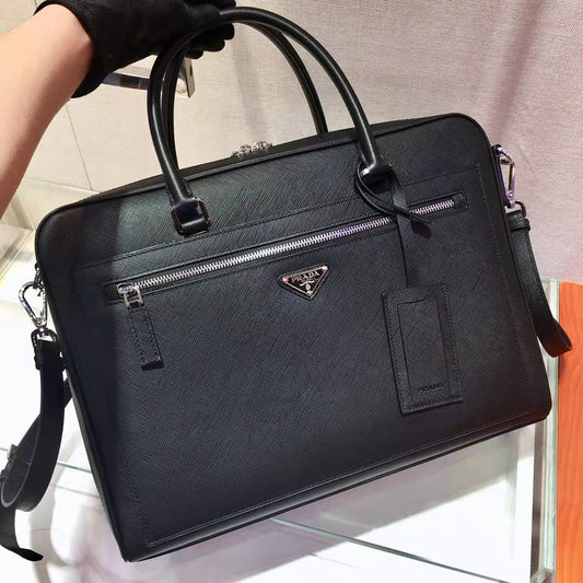 Luxury Prada38 BRIEFCASE IN BLACK SAFFIANO LEATHER