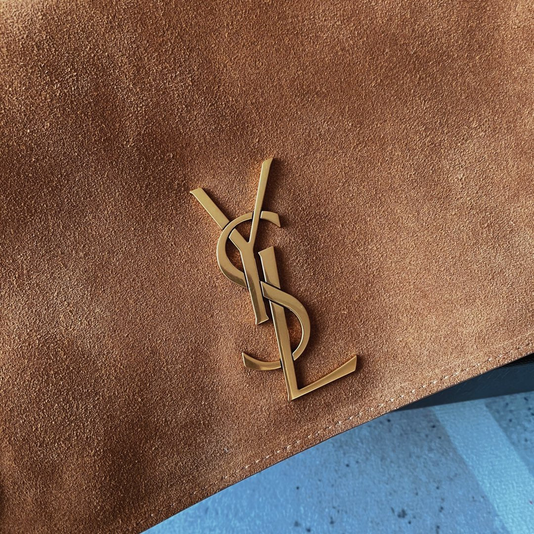 Luxury Saint Laurent kate medium reversible 28.5cm brown calfskin suede calfskin