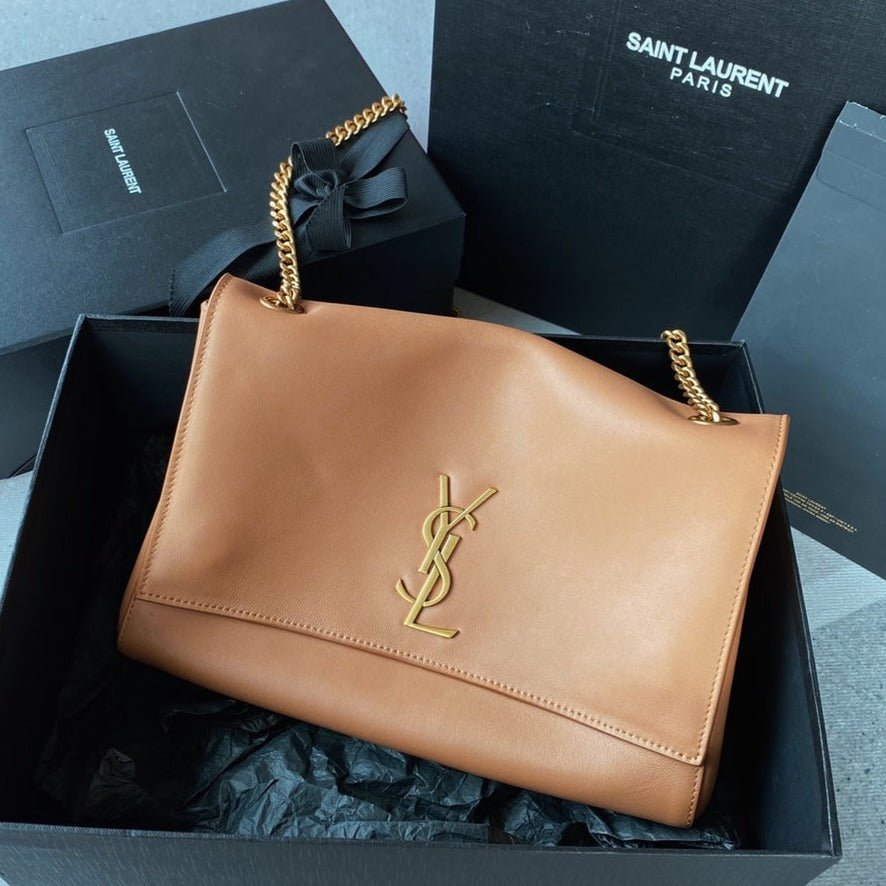 Luxury Saint Laurent kate medium reversible 28.5cm brown calfskin suede calfskin