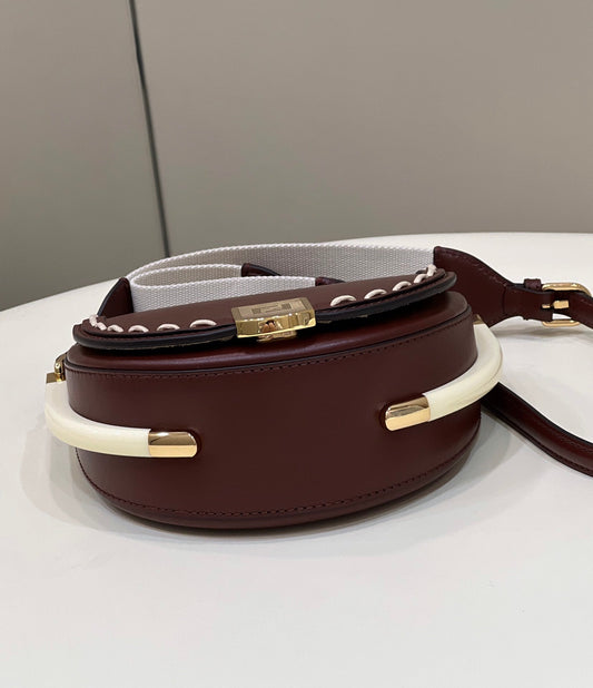 Luxury FendiMOONLIGHT 19 IN WINE RED SMOOTH CALFSKIN GOLD HARDWARE