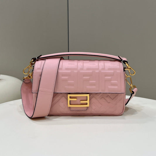 Luxury FendiBaguette 27cm Pink Lambskin Gold Hardware