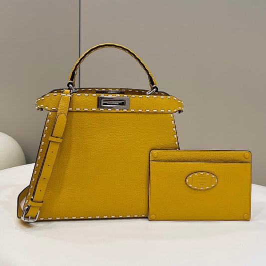 Luxury FendiPEEKABOO ISEEU 33 IN YELLOW GRAINED CALFSKIN SILVER HARDWARE