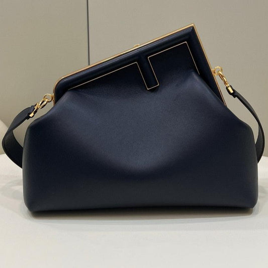 Luxury FendiLuxury FendiFIRST SMALL 32 IN BLACK NAPPA LEATHER BAG GOLD HARDWARE