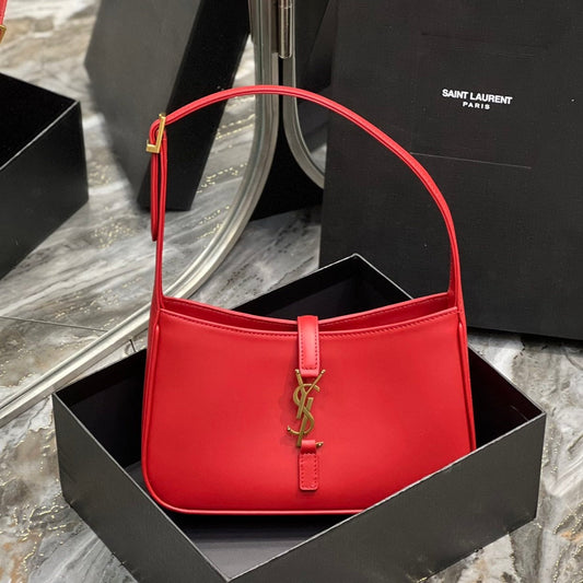 Luxury Saint Laurent LE 5 A 7 23 RED LAMBSKIN GOLD HARDWARE