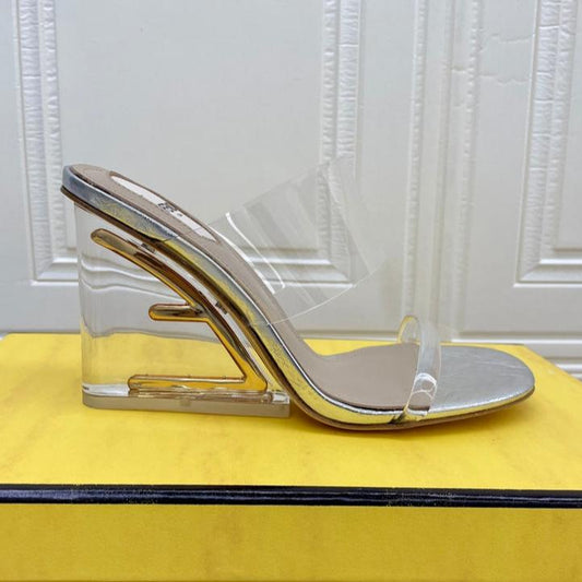 Luxury FendiLuxury FendiFIRST 95 MM HIGH-HEELED SANDAL IN TRANSPARENT TPU FILM AND LAMBSKIN