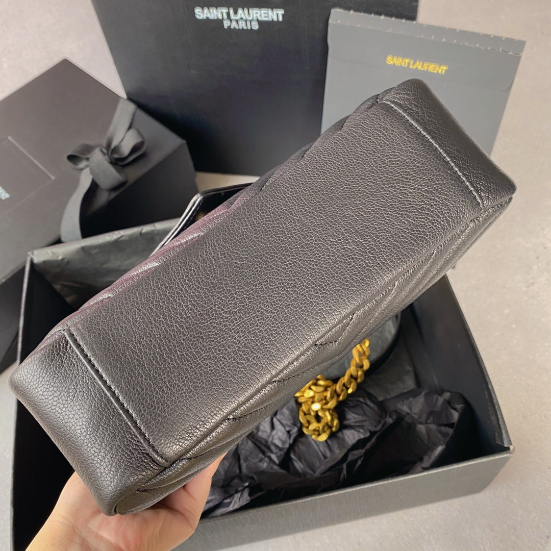 Luxury Saint Laurent COLLEGE MEDIUM 24 IN BLACK LAMBSKIN GOLD HARDWARE