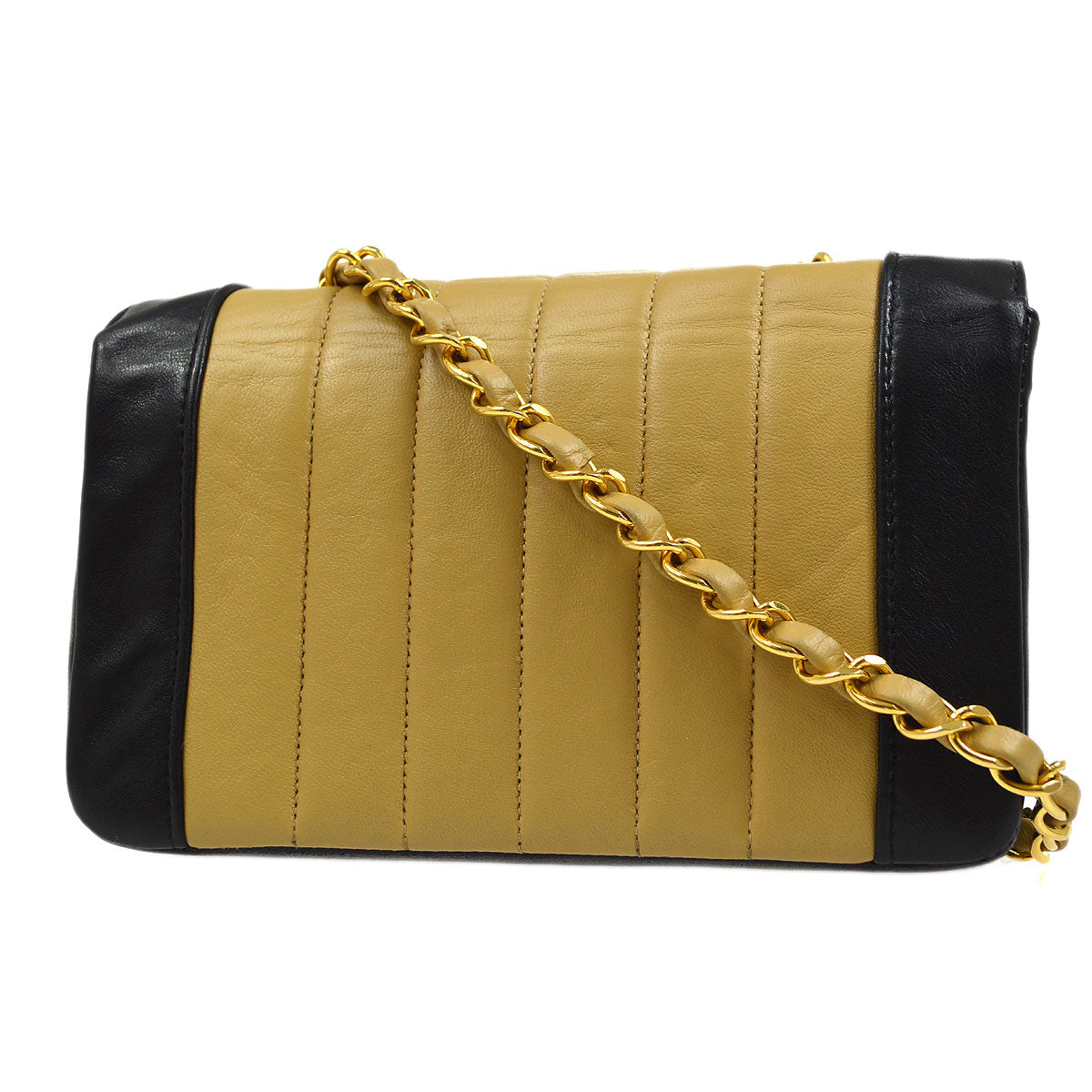 CHANEL★ 1991-1994 Lambskin Vertical Border Flap Mini 44032