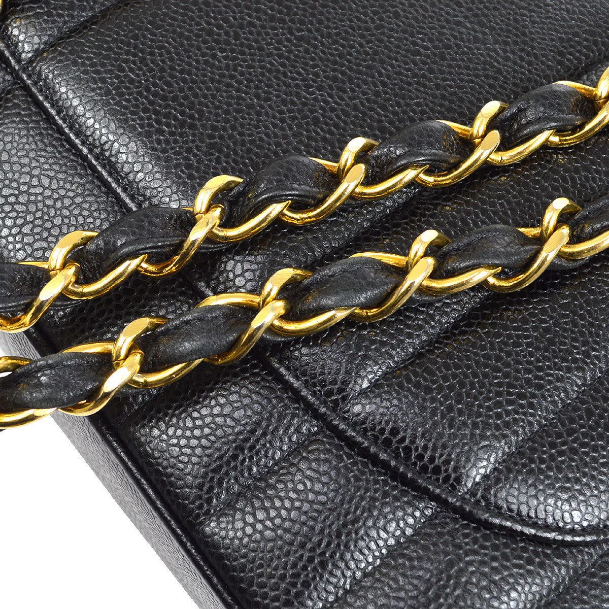CHANEL 1994-1996 Black Caviar Vertical Classic Flap Jumbo 73576