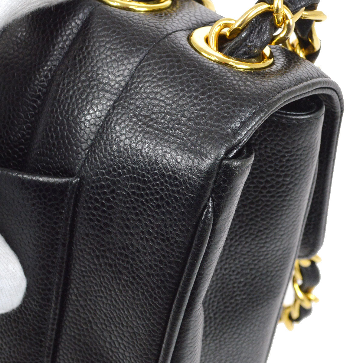 CHANEL 1994-1996 Black Caviar Vertical Classic Flap Jumbo 73576