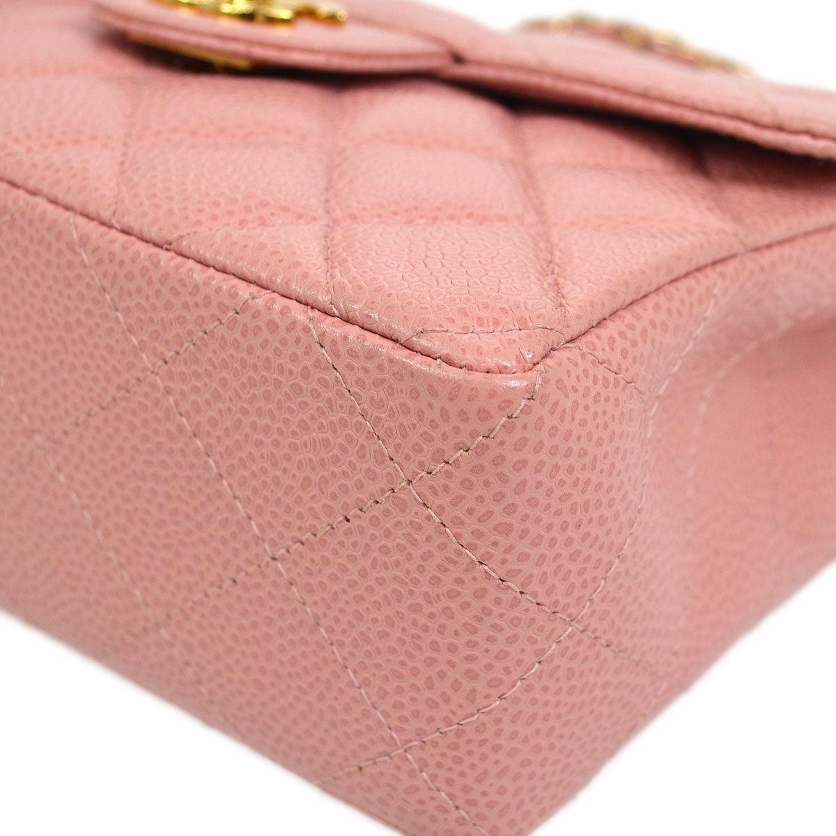 CHANEL★ 2003-2004 Classic Square Flap 17 Pink Caviar 73586
