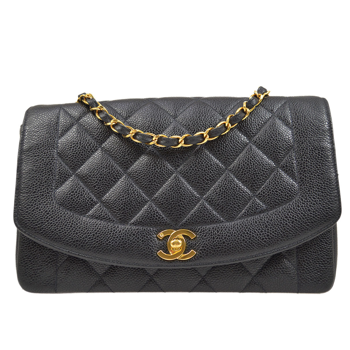 CHANEL 1994-1996 Diana Flap Medium Black Caviar 73182